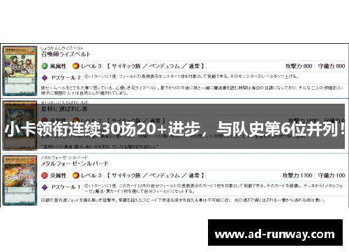 小卡领衔连续30场20+进步，与队史第6位并列！